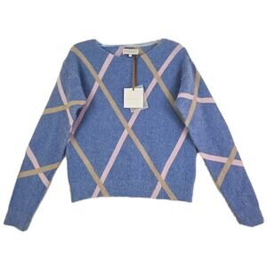 Bianco&Blu ~Woman Size L~ Argyre Blue Mohair Blend Sweater Luxury Made in Italy.